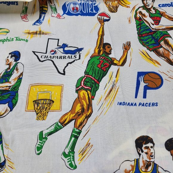RARE Vintage 60’s 70’s ABA American Basketball Association Fabric 108" x 90" - Picture 5 of 10